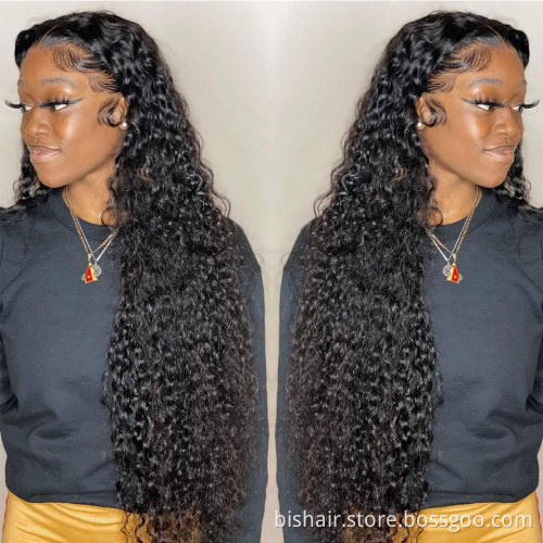 Deep Wave Frontal Wig 4x4 Lace Closure Human Hair Wigs For Women Curly Wave 30 Inch Pre Plucked Loose Wave Curly Human Hair Wig